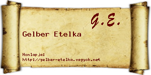 Gelber Etelka névjegykártya